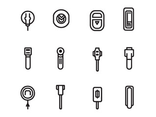 Electric Vehicle Charging Cable Line Art Illustration