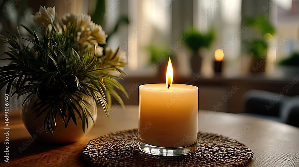 Poster calm environment through serenity and positivity in therapy concept. a serene candlelit scene with a