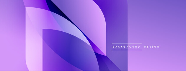 Abstract purple layers create dynamic visual flow. Modern design suggests technology, innovation, sleekness. Gradient hues offer depth.