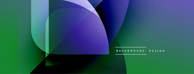 Fototapeta premium Abstract gradients blend, creating dynamic shapes. Green, blue, purple hues dominate composition. Modern design element.