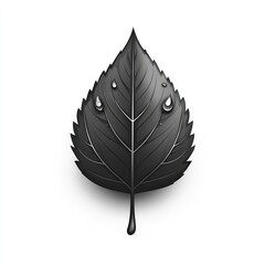 Black leaf with water droplets