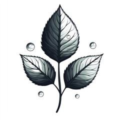 Monochromatic leaves with water droplets