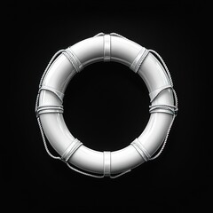 A white life preserver against a dark backdrop