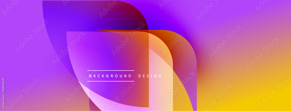 Aufkleber Abstract gradient shapes overlap, creating vibrant purple, orange hues. Text reads background design centered within composition. Modern, fluid aesthetic.