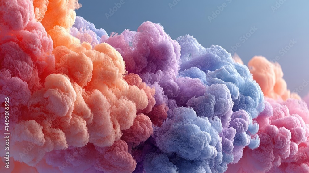 Poster soothing colors with positivity and focus through wellness concept. vibrant colorful clouds create a