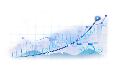 Transparent or png stock market investment trading graph growth.Trade business analytics graph and financial chart.	
