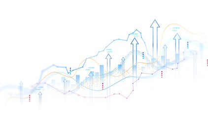 Transparent or png stock market investment trading graph growth.Trade business analytics graph and financial chart.	
