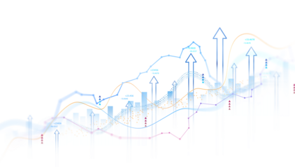 Transparent or png stock market investment trading graph growth.Trade business analytics graph and financial chart.	
