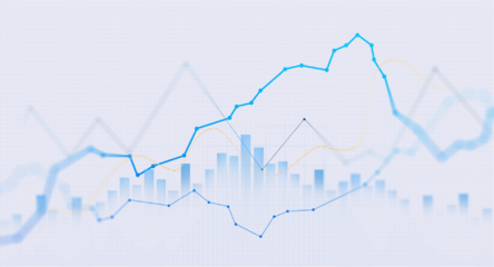 Transparent or png stock market investment trading graph growth.Trade business analytics graph and financial chart.	
