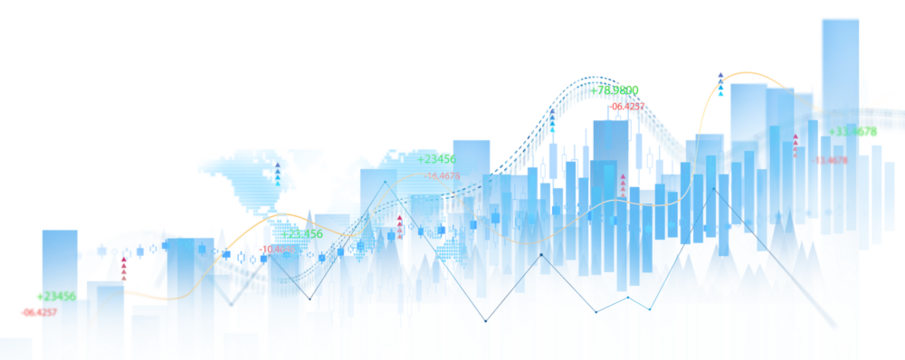 Transparent or png stock market investment trading graph growth.Trade business analytics graph and financial chart.	
