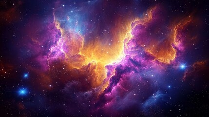 Fiery Nebula in Magenta and Teal A Breathtaking and Vibrant Space Scene with Dazzling Stars