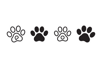 set of Paw icon vector. Paw Print icon on white background 