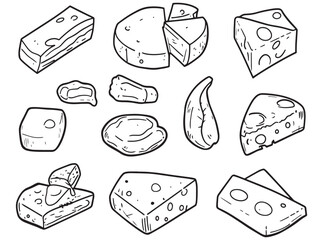 simple cheddar cheese food line art vector graphic
