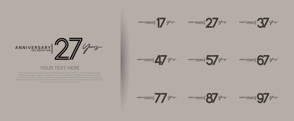 logo anniversary set. black color on brown background for special event