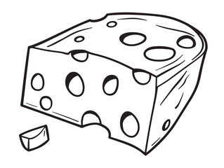 Simple cheese line art vector icon for food packaging