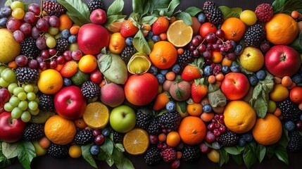 Abundance of Fresh Fruits and Berries for a Healthy Lifestyle Concept