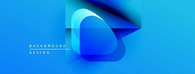 Abstract blue design features layered shapes, gradients. Modern aesthetic suitable for banners, presentations, digital art.
