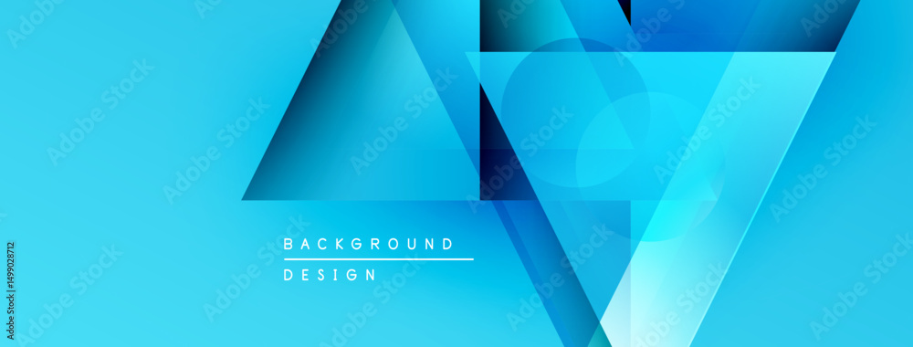 Aufkleber abstract blue design features layered geometric shapes, gradients, translucent circles. modern backg