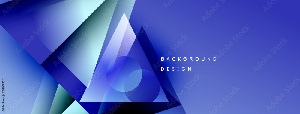 Poster abstract blue design features geometric shapes, gradients, overlapping layers. modern aesthetic suit