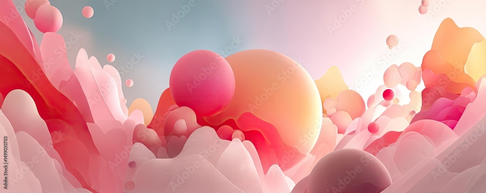 Poster soothing colors with positivity and focus through wellness concept. vibrant abstract shapes in soft 