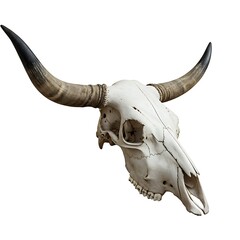 Fototapeta premium Detailed Close-up of a Cow Skull with Intact Horns