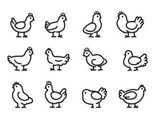 Chicken outline line art perfect for vector designs