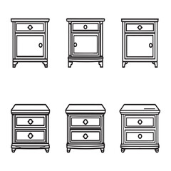 simple bedside table outline drawing vector graphic