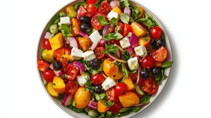 Fresh Colorful Garden Salad with Feta Cheese and Herbs