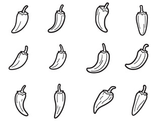 Simple hand drawn chilli pepper line art illustration