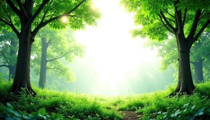 Fototapeta premium Lush green forest scene against a pure white background Ideal for eco-friendly projects , ecology, isolated, botanical