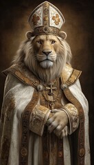 A lion as a pope illustration