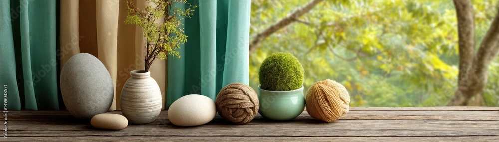 Aufkleber soothing colors with positivity and focus through wellness concept. a serene display of decorative o