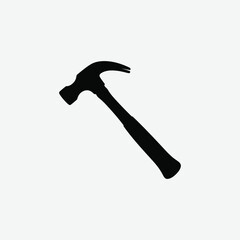 Minimalist Black Hammer Silhouette on White Background – Clean High-Contrast Vector Art for Design and Decor