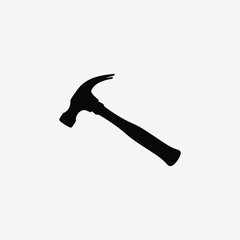 Minimalist Black Hammer Silhouette on White Background – Clean High-Contrast Vector Art for Design and Decor