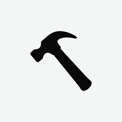 Minimalist Black Hammer Silhouette on White Background – Clean High-Contrast Vector Art for Design and Decor