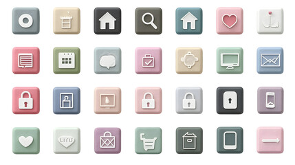 Colorful pastel square icons set