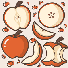 Cute hand drawn apple doodle vector set