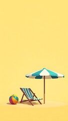 beach with umbrella and chairs for relax