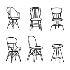simple elegant dining chair outline drawing vector design