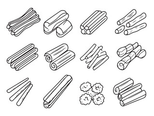 Hand Drawn Churros Sweet Treat Vector Line Art Illustration