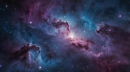 Vibrant Cosmic Nebula in Deep Space – Abstract Sci-Fi Fantasy Background. AI generated