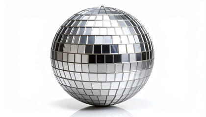 Fototapeta premium A shiny disco ball reflecting light, composed of small mirrored tiles, creating a vibrant and festive atmosphere