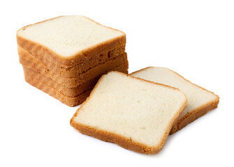 Pieces of fresh toast bread isolated on white