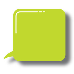 3d green speech bubble with black shadow doodle vector sticker, flat message box, blank chat box element, frame border, banner