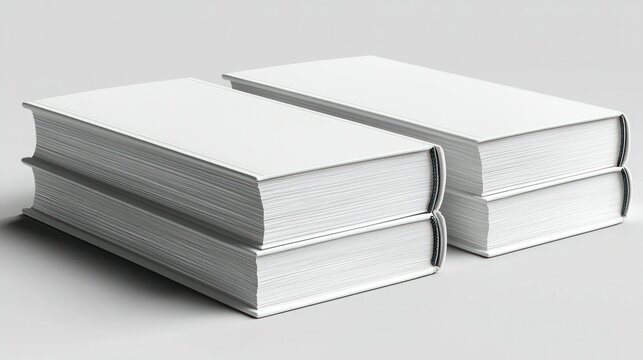 Two stacks of blank white books