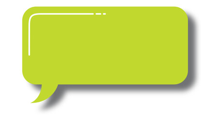 3d green speech bubble with black shadow doodle vector sticker, flat message box, blank chat box element, frame border, banner