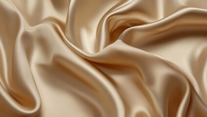 Obraz premium Luxurious, creamy beige silk fabric with soft, flowing folds and gentle, undulating waves creating a smooth, elegant texture