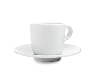 Empty coffee cup with saucer isolated on white