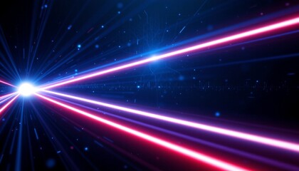 Obraz premium an electrifying visual spectacle with a multitude of bright laser beams and vibrant neon lights in deep space, creating an immersive cosmic atmosphere.