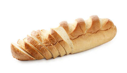 Cut loaf of bread isolated on white